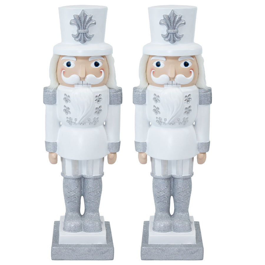 Sunnydaze Sterling the Silver Christmas Nutcracker - 37" H - Set of 2 Image 1