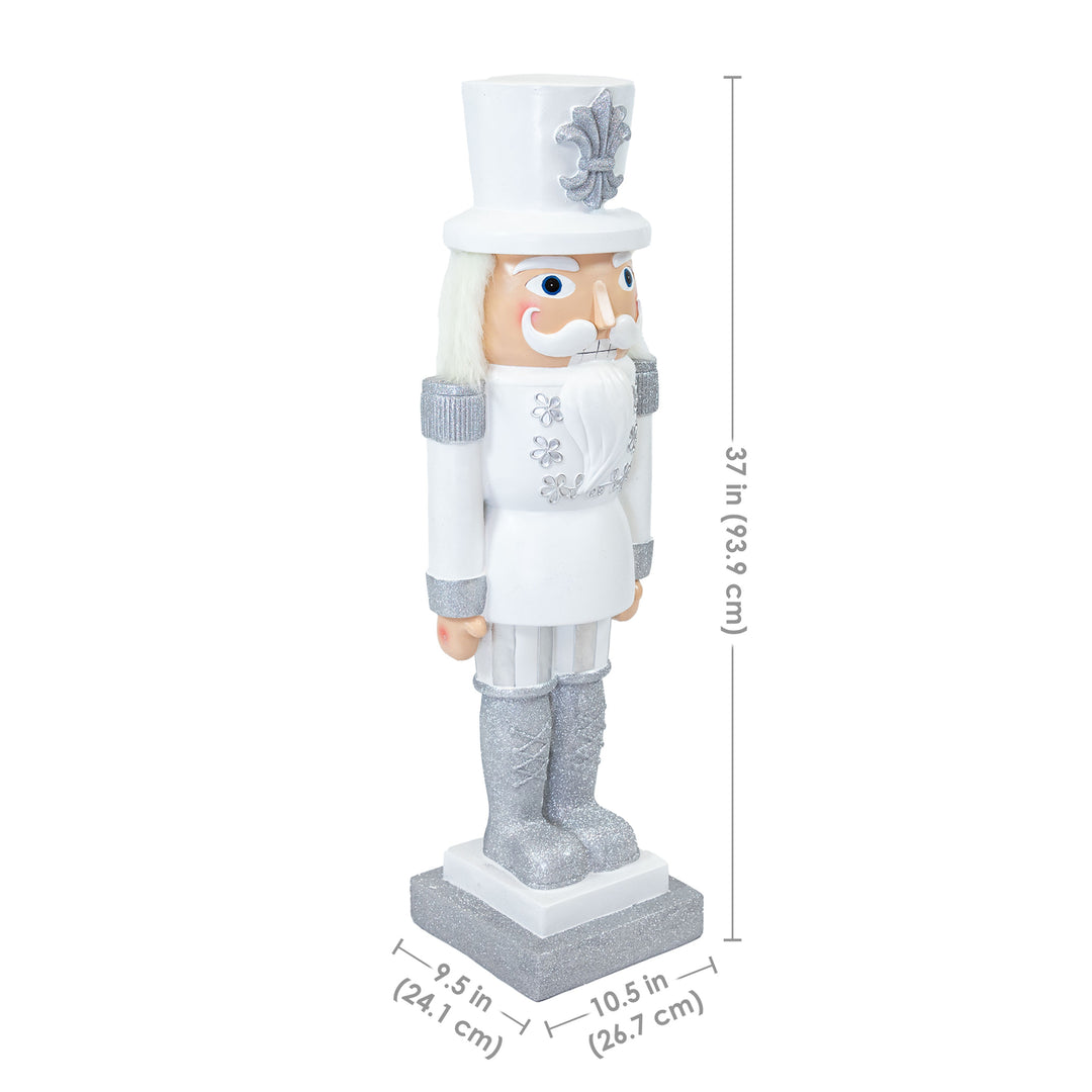 Sunnydaze Sterling the Silver Christmas Nutcracker - 37" H - Set of 2 Image 2