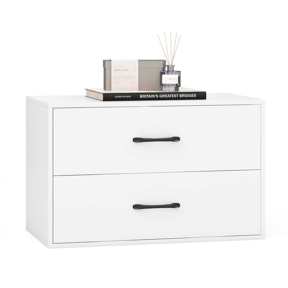 Costway 2-Drawer Stackable Organizer Horizontal Storage Cabinet Dresser Chest White\ Espresso Image 2