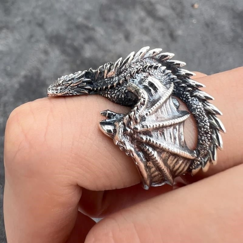 Dragon Rings Gothic Punk Style Pterosaur Wings Opening Adjustable Rings Vintage Jewelry Accessories Gifts Image 1