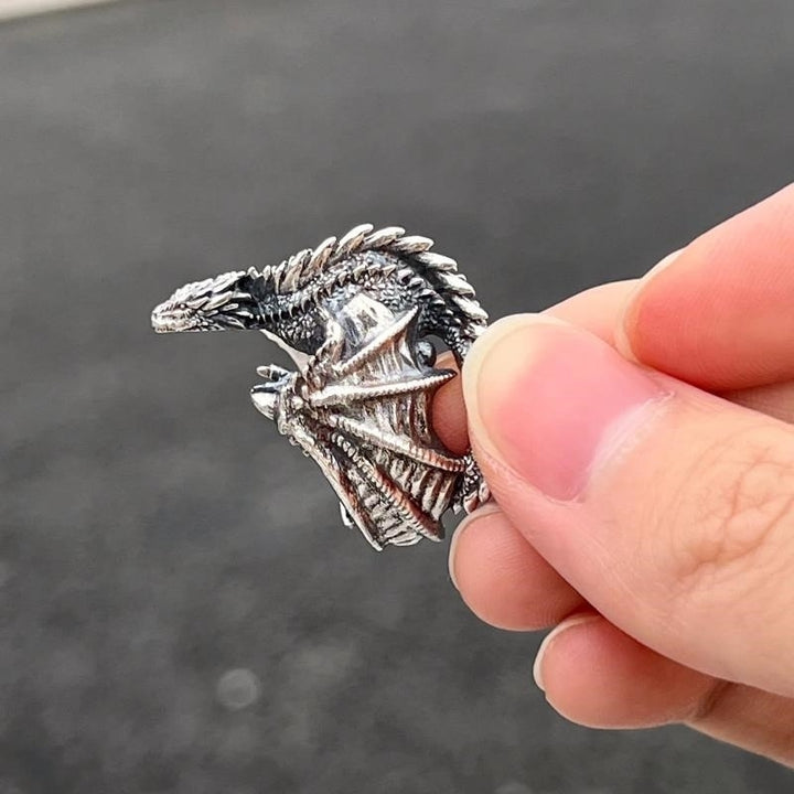 Dragon Rings Gothic Punk Style Pterosaur Wings Opening Adjustable Rings Vintage Jewelry Accessories Gifts Image 3