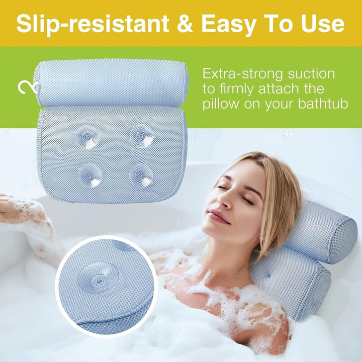 Home Spa Bath Pillow Ideaworks Home Spa Bath Pillow Neck and Back Comfort BodyHealt Home Spa Bath Pillow - Grip Suction Image 3