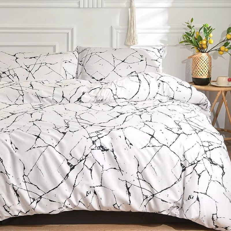 Black and White Bedding Set Queen/King Comforter with Duvet Cover Pillowcase Image 1