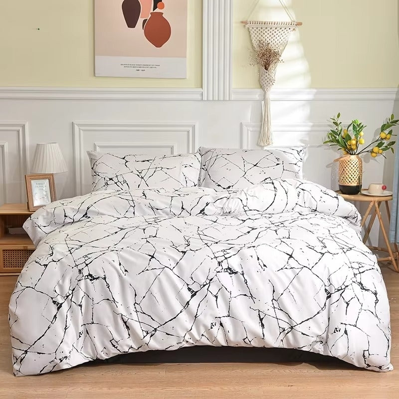 Black and White Bedding Set Queen/King Comforter with Duvet Cover Pillowcase Image 6