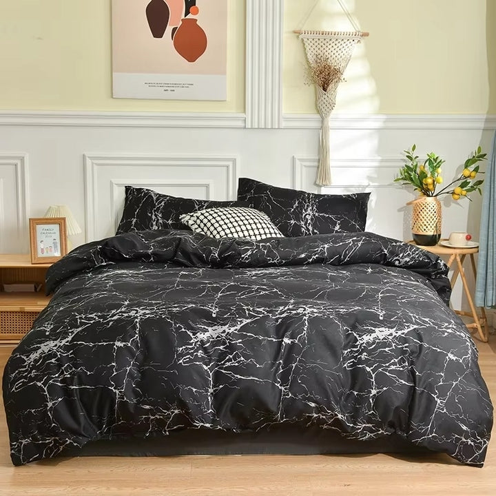 Black and White Bedding Set Queen/King Comforter with Duvet Cover Pillowcase Image 9