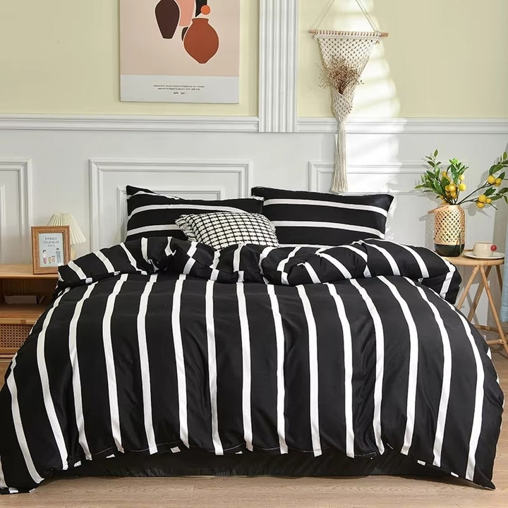 Black and White Bedding Set Queen/King Comforter with Duvet Cover Pillowcase Image 10