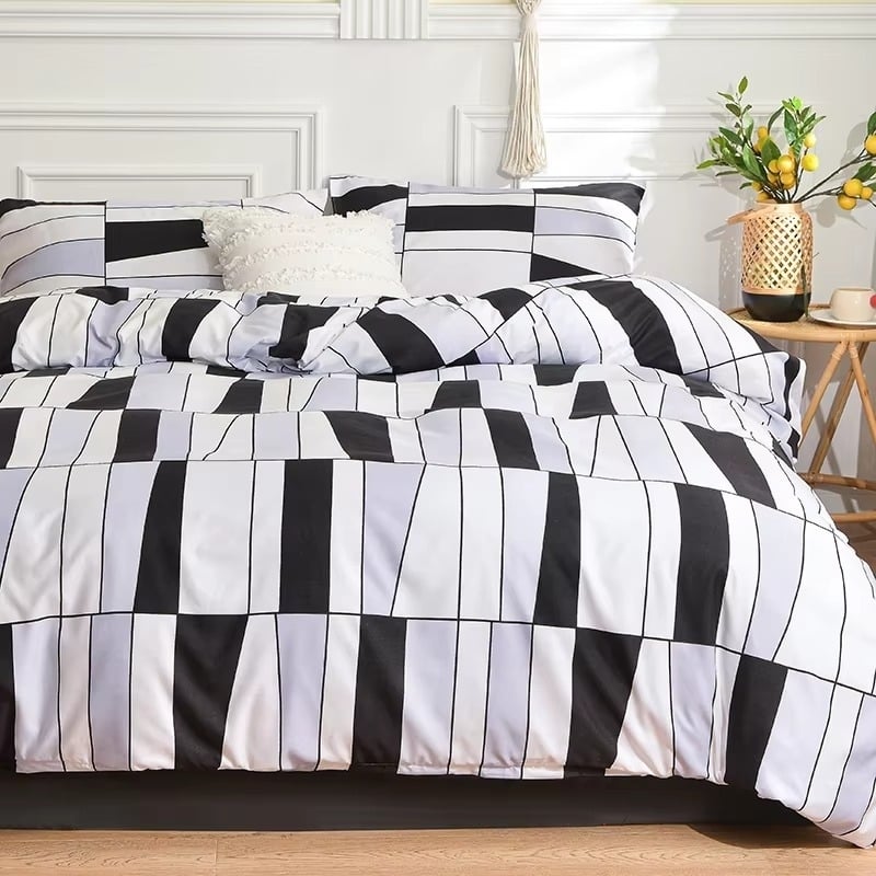 Black and White Bedding Set for Double Bed sabanas cama matrimonial Queen/King Comforter Sets Single Duvet Cover with Image 9