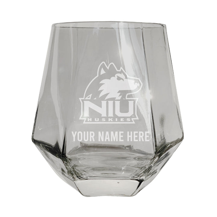 Northern Illinois Huskies Customizable Stemless Diamond Wine Glass Engraved 10 oz Officially Licensed Collegiate Product Image 3