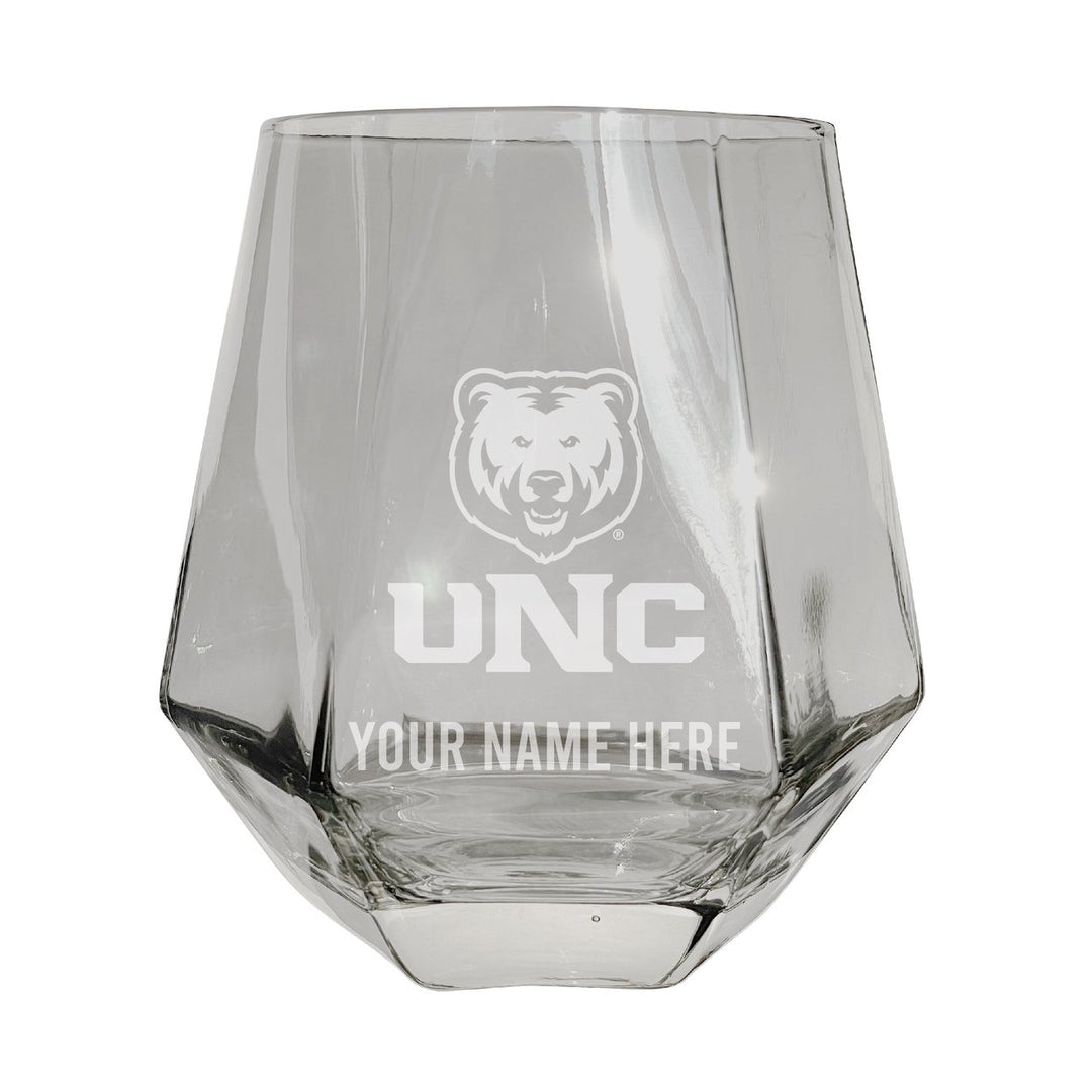 Northern Colorado Bears Customizable Stemless Diamond Wine Glass Engraved 10 oz Officially Licensed Collegiate Product Image 1