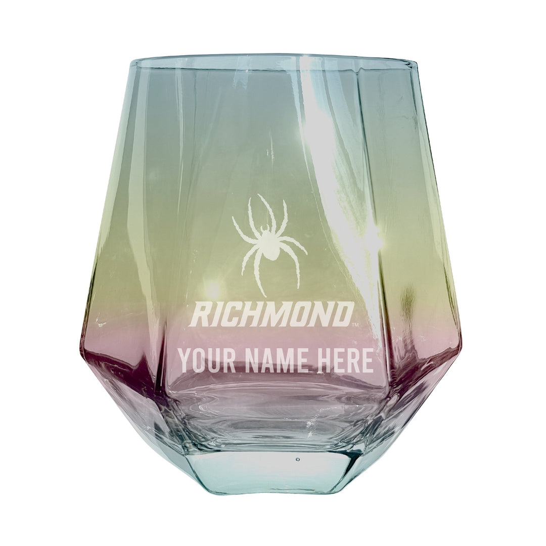 Richmond Spiders Customizable Stemless Diamond Wine Glass Engraved 10 oz Officially Licensed Collegiate Product Image 3