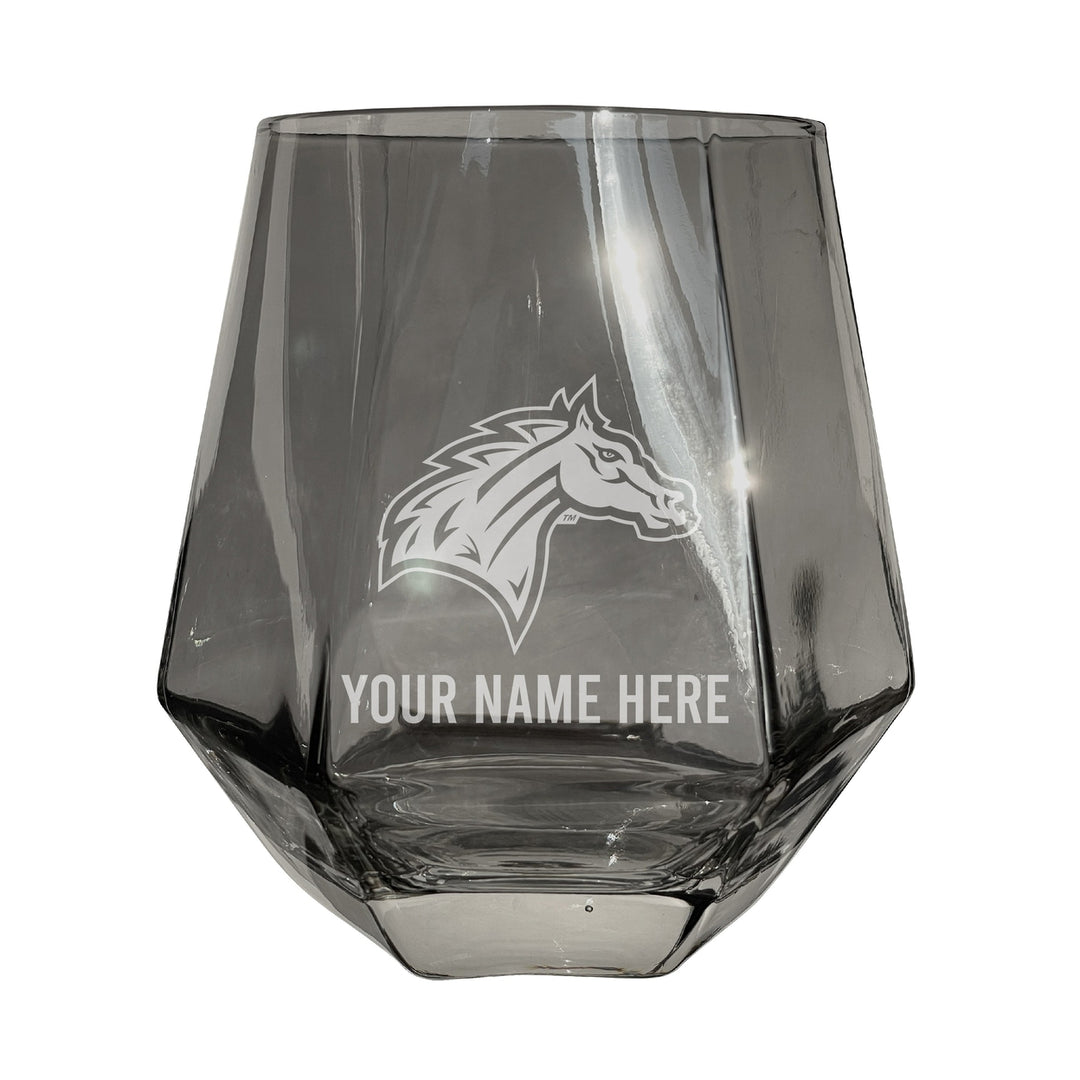 Rider University Broncs Customizable Stemless Diamond Wine Glass Engraved 10 oz Officially Licensed Collegiate Product Image 1