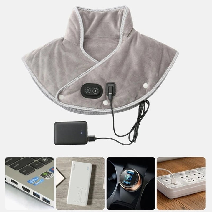 Electric Heating shoulder Neck Pad Massager USB Cervical Brace Wrap Thermal Compress Relieve Pain Fatigue Warm Back Image 4