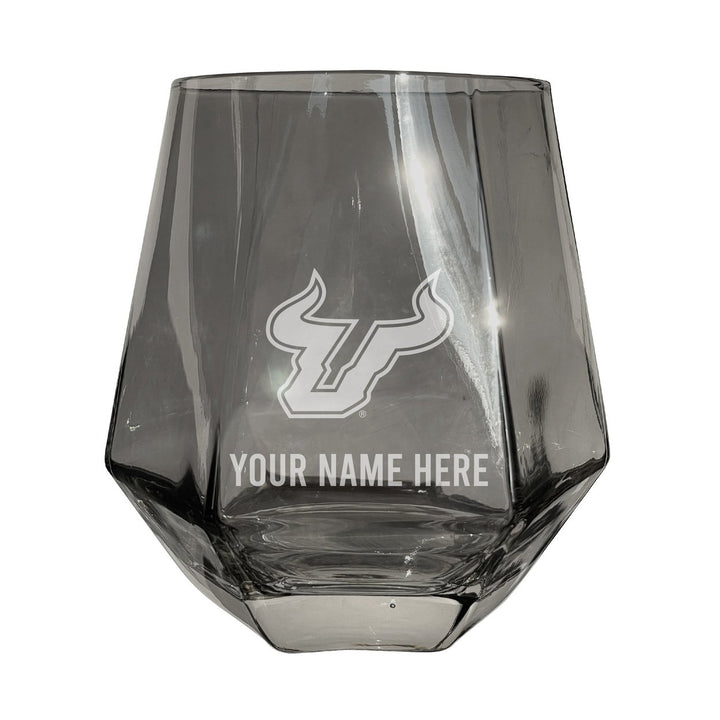 South Florida Bulls Customizable Stemless Diamond Wine Glass Engraved 10 oz Officially Licensed Collegiate Product Image 2