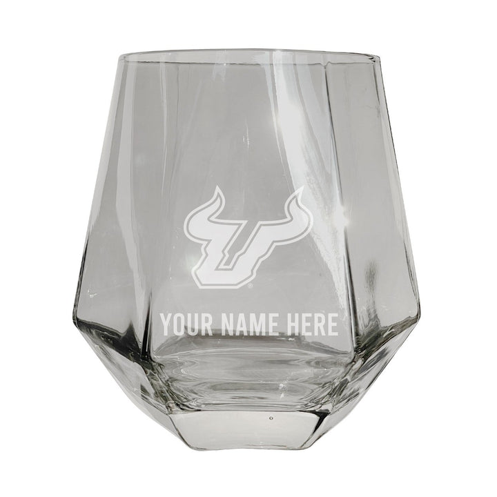 South Florida Bulls Customizable Stemless Diamond Wine Glass Engraved 10 oz Officially Licensed Collegiate Product Image 3