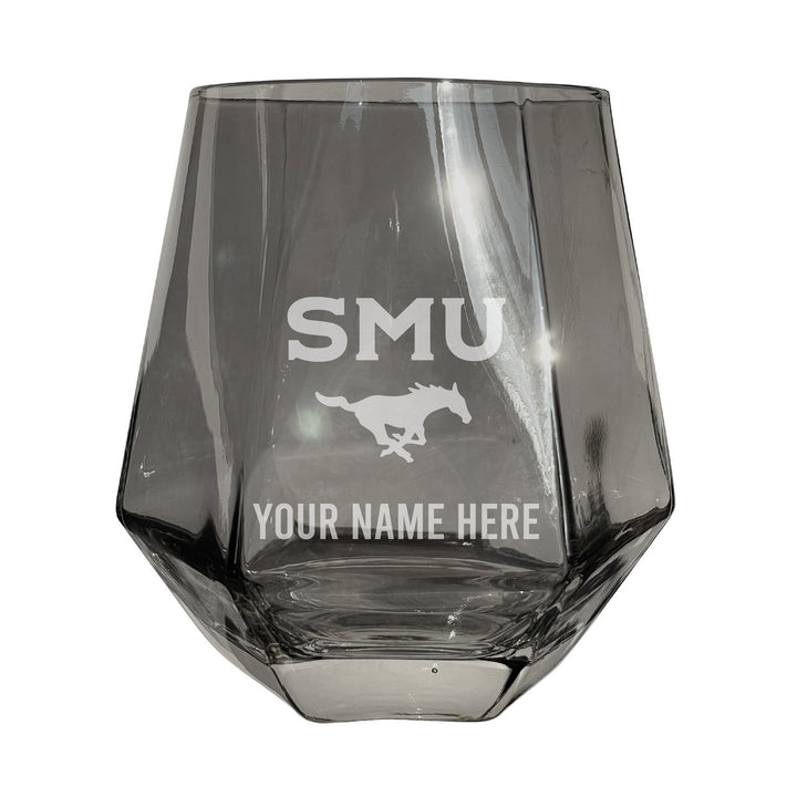 Southern Methodist University Customizable Stemless Diamond Wine Glass Engraved 10 oz Officially Licensed Collegiate Image 1