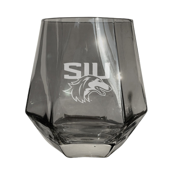 Southern Illinois Salukis Customizable Stemless Diamond Wine Glass Engraved 10 oz Officially Licensed Collegiate Product Image 2