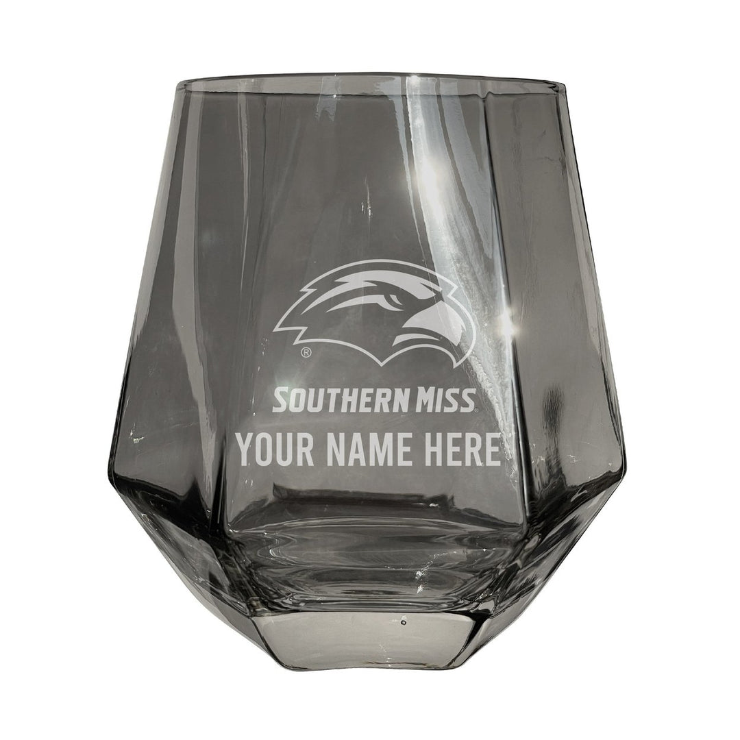 Southern Mississippi Golden Eagles Customizable Stemless Diamond Wine Glass Engraved 10 oz Officially Licensed Image 2