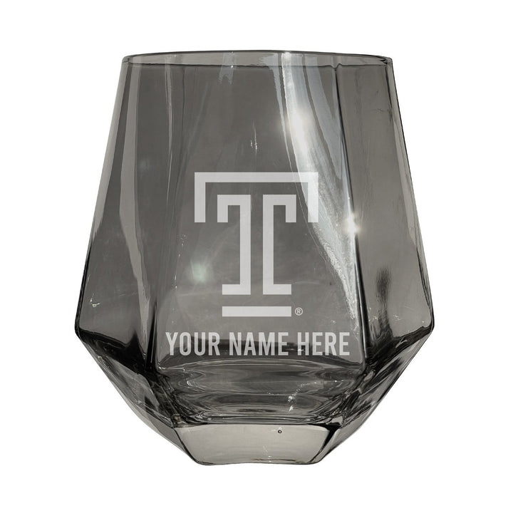 Temple University Customizable Stemless Diamond Wine Glass Engraved 10 oz Officially Licensed Collegiate Product Image 2