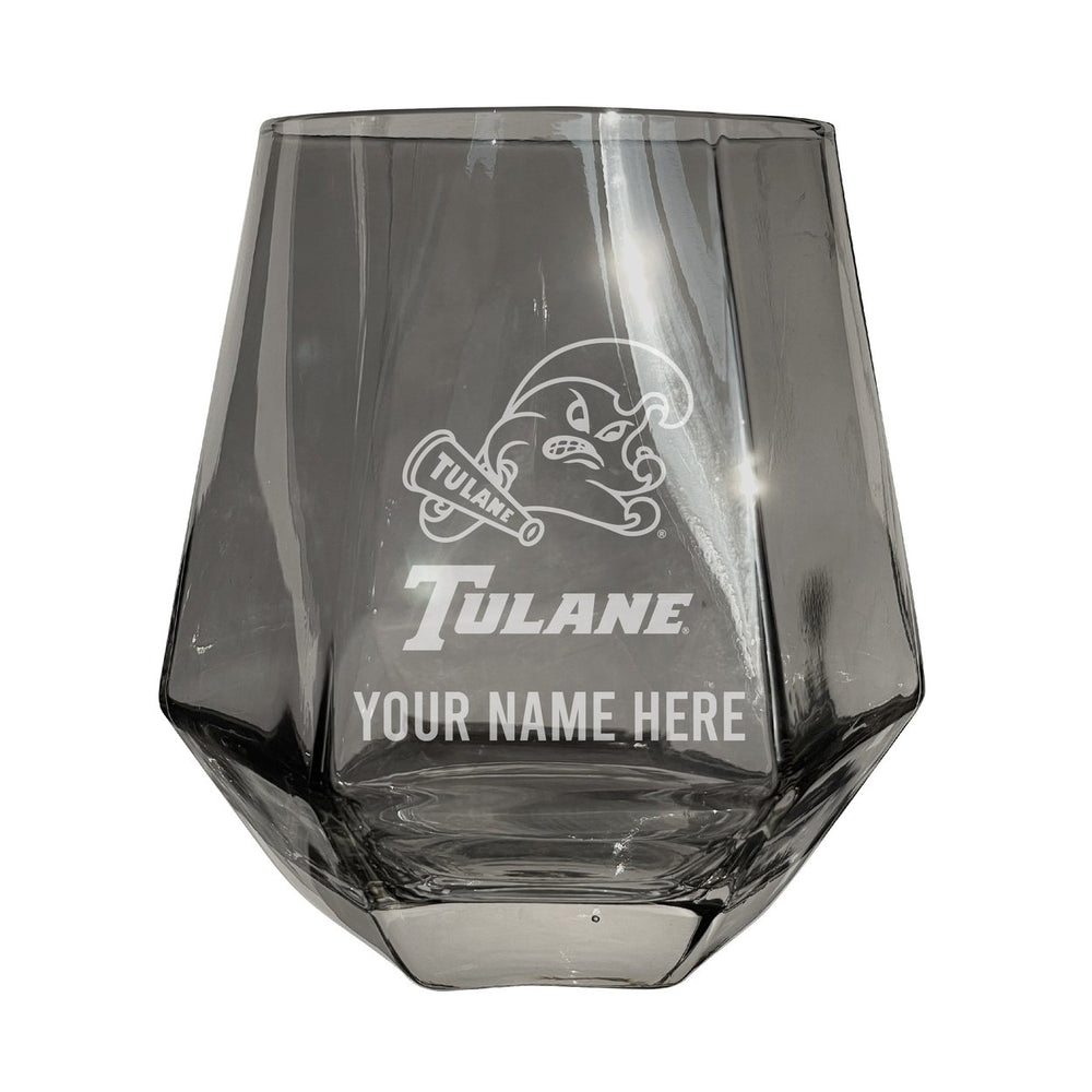 Tulane University Green Wave Customizable Stemless Diamond Wine Glass Engraved 10 oz Officially Licensed Collegiate Image 2