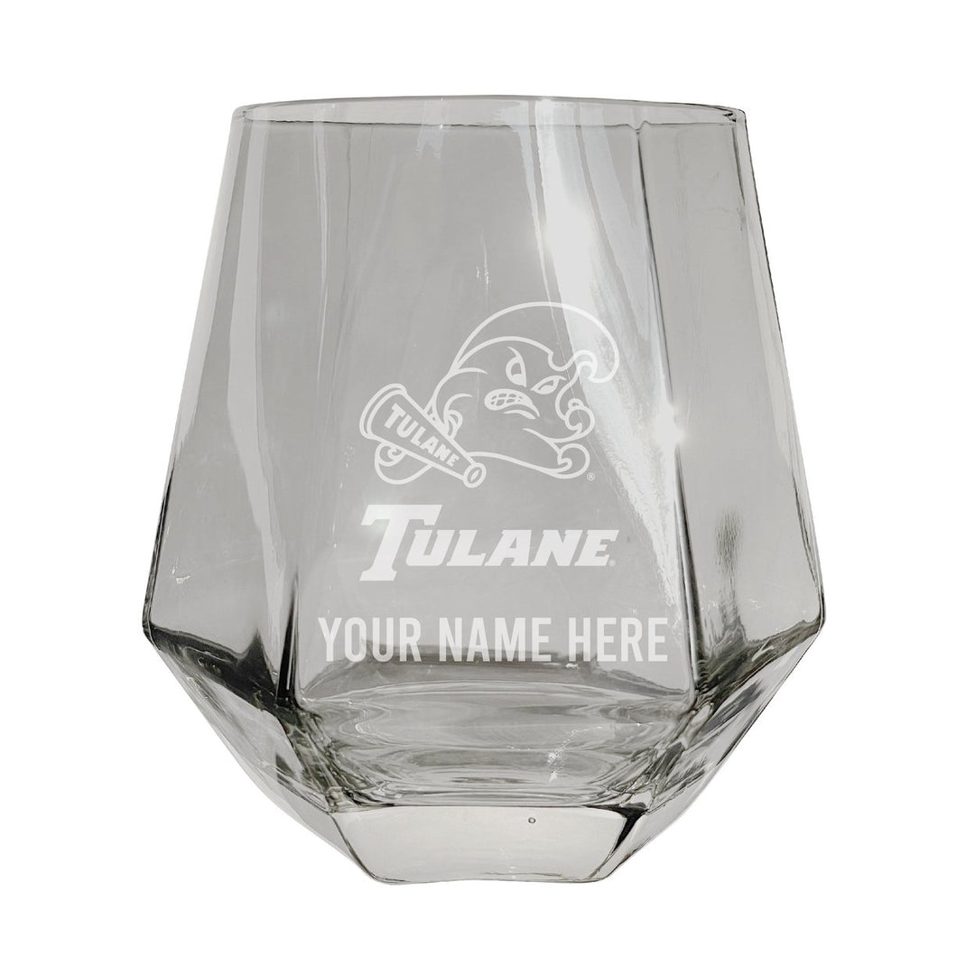 Tulane University Green Wave Customizable Stemless Diamond Wine Glass Engraved 10 oz Officially Licensed Collegiate Image 3