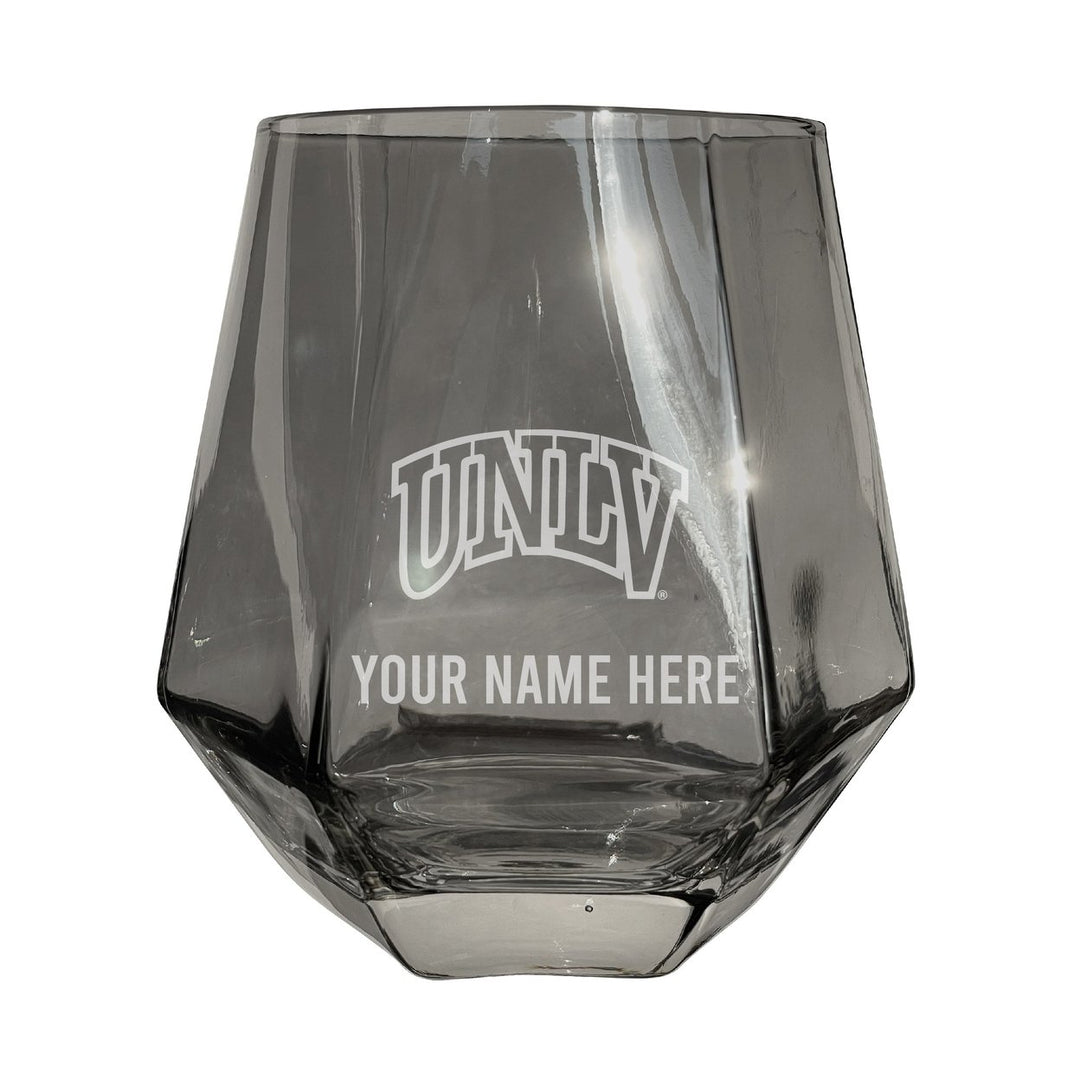 UNLV Rebels Customizable Stemless Diamond Wine Glass Engraved 10 oz Officially Licensed Collegiate Product Image 1