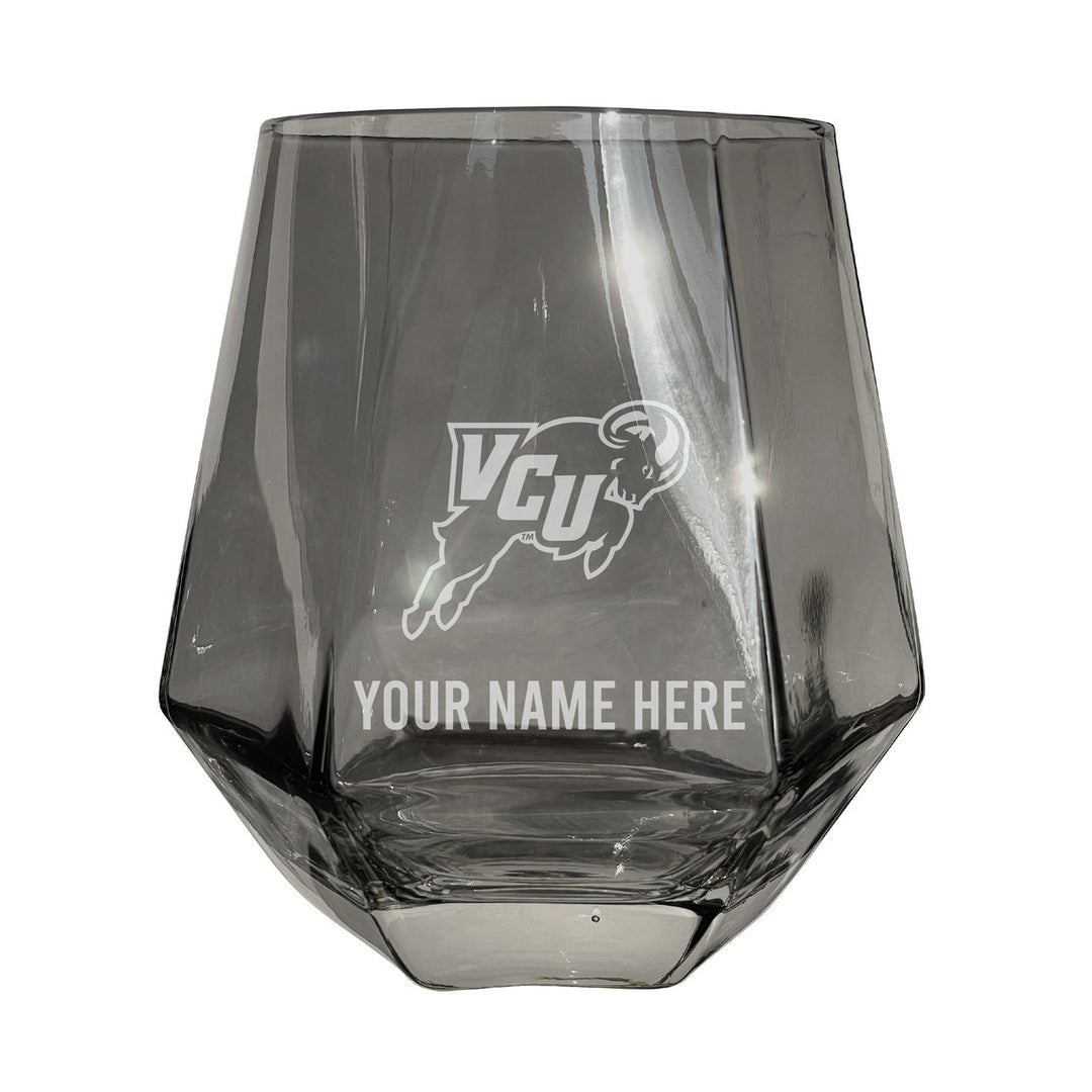 Virginia Commonwealth Customizable Stemless Diamond Wine Glass Engraved 10 oz Officially Licensed Collegiate Product Image 2