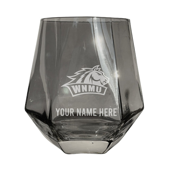 Western Mexico University Customizable Stemless Diamond Wine Glass Engraved 10 oz Officially Licensed Collegiate Image 2