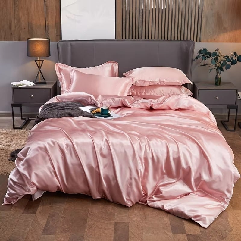 Solid Color Luxury Rayon Satin Bedding Set - Twin/Queen/King 2pcs/3pcs/4pcs Image 1