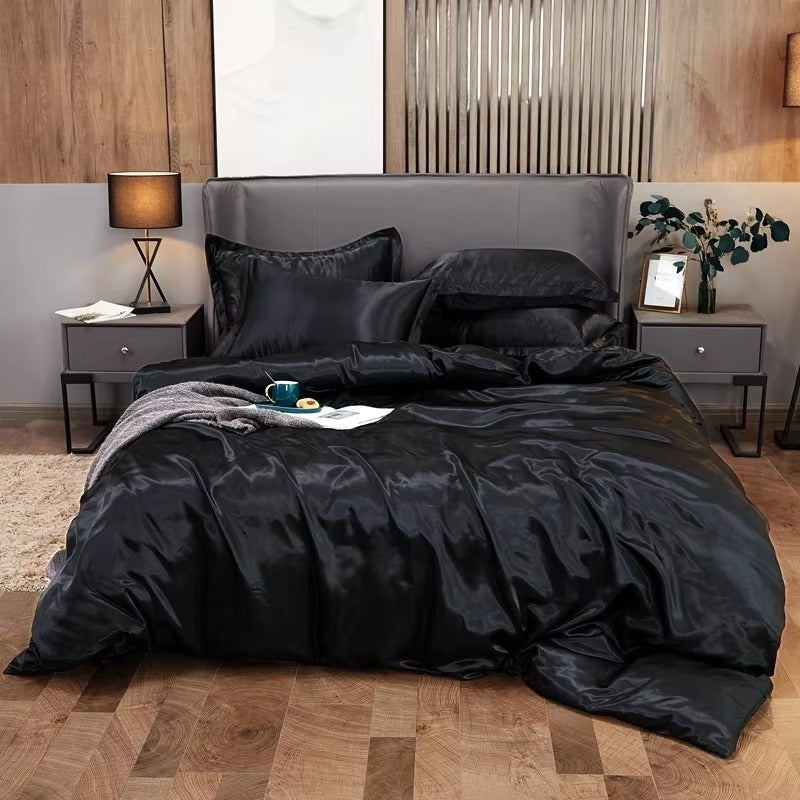 Solid Color Luxury Rayon Satin Bedding Set - Twin/Queen/King 2pcs/3pcs/4pcs Image 1