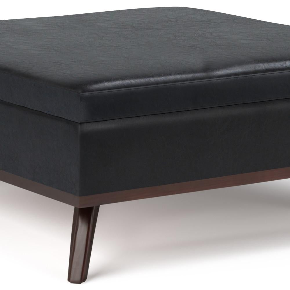 Owen Medium Square Ottoman Coffee Table Vegan Leather Storage Mid Century 36" Image 5