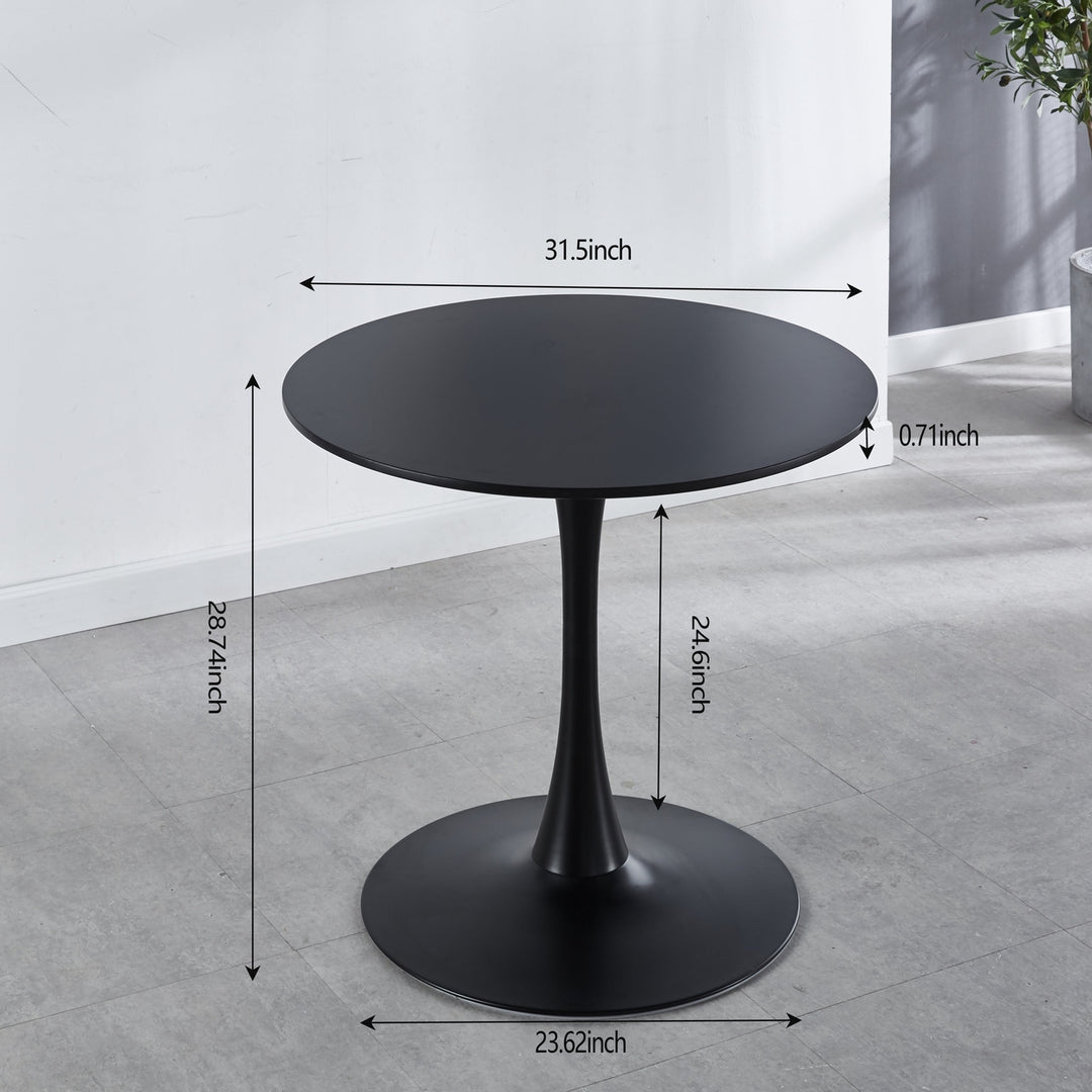 Mid-century Dining Table for 2-4 People with Round MDF Table Top Pedestal Dining Table End Table Leisure Coffee Table Image 2