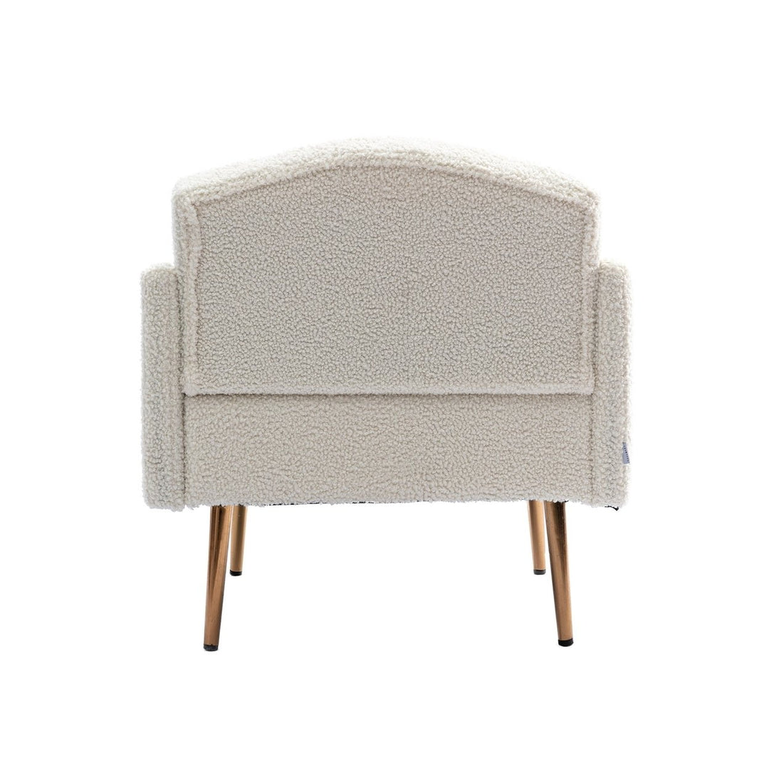 Modern Accent Chair with Arms - Tufted Decorative Fabric Upholstered Armchair, Stylish Gold Metal Legs for Living Room Image 11