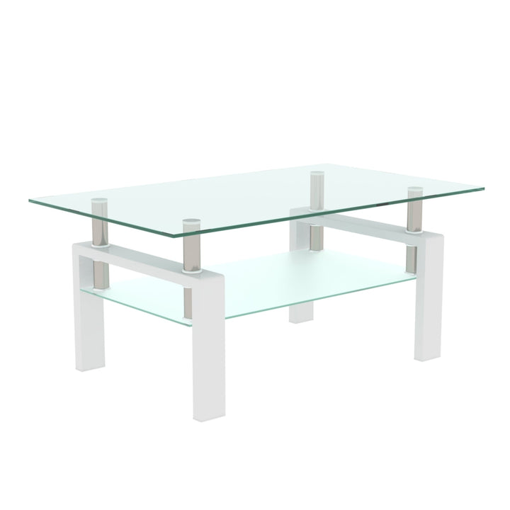 Modern Clear White Coffee Table - Stylish Center Table for Living Room, Contemporary Side Table Furniture Image 3