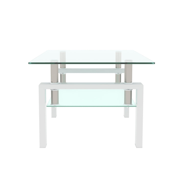 Modern Clear White Coffee Table - Stylish Center Table for Living Room, Contemporary Side Table Furniture Image 4