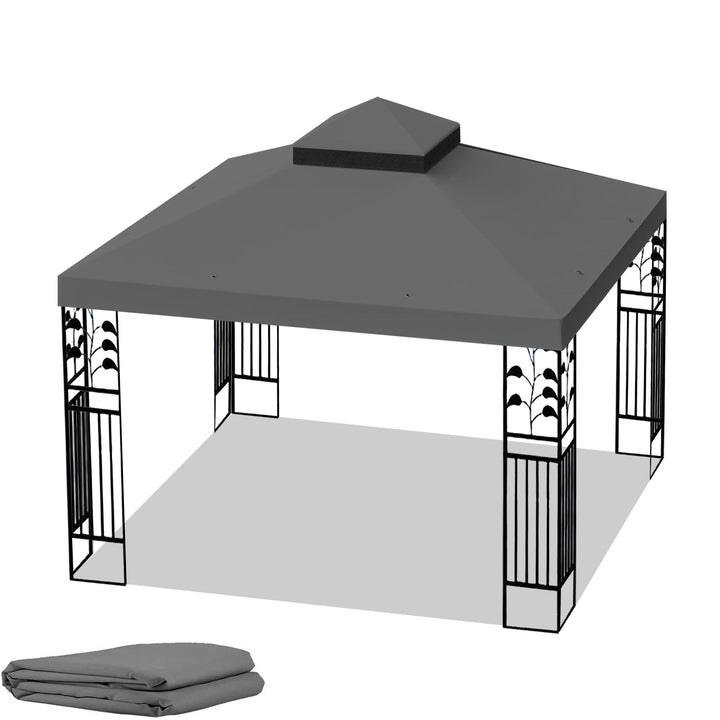 10x10 Ft Outdoor Patio Gazebo Replacement Canopy, Double Tiered Tent Roof Cover - Frame Not Included Image 6