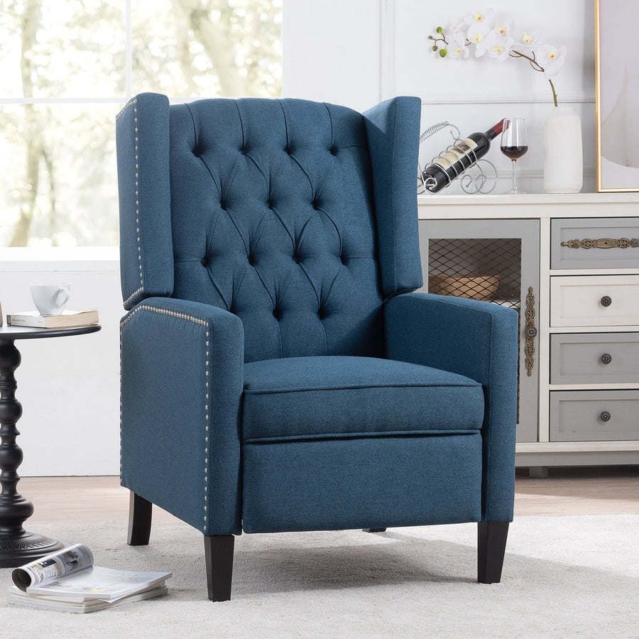 27.16 Wide Manual Wing Chair Recliner - Comfortable Upholstered Armchair for Living Room, Home Theater, Bedroom - Image 1