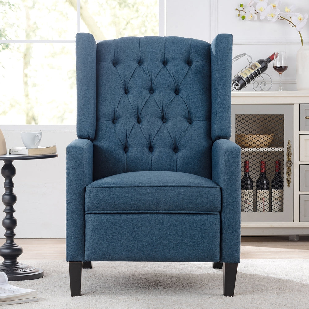 27.16 Wide Manual Wing Chair Recliner - Comfortable Upholstered Armchair for Living Room, Home Theater, Bedroom - Image 2