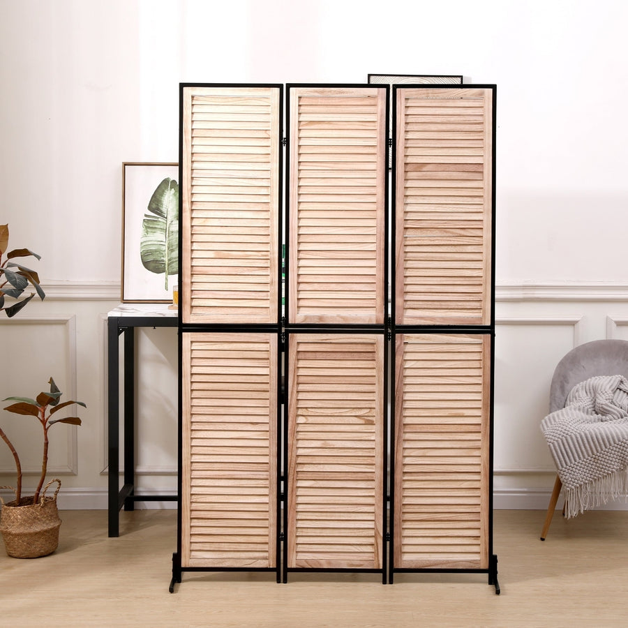 3 Panel Room Dividers - Folding Privacy Screen, Natural Wooden Room Partitions, 6ft Wall Divider for Space Separation Image 1