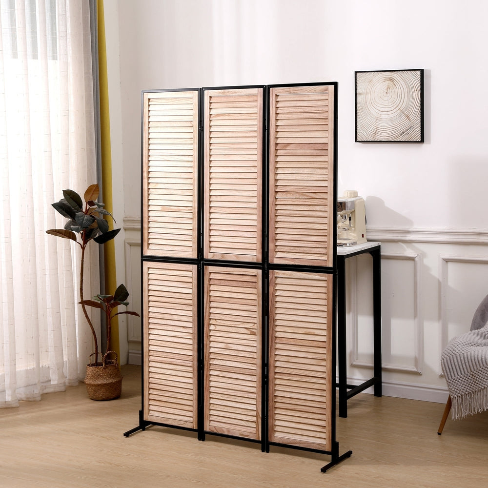 3 Panel Room Dividers - Folding Privacy Screen, Natural Wooden Room Partitions, 6ft Wall Divider for Space Separation Image 2