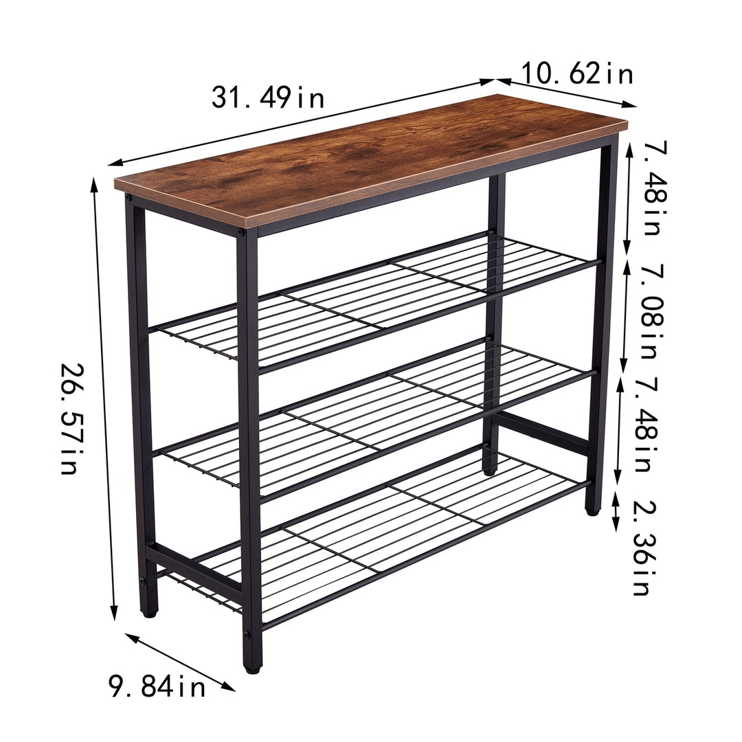 4-Tier Metal Shoe Rack - Modern Multifunctional Storage Shelf with MDF Top Board, Space-Saving Organizer for Home or Image 8