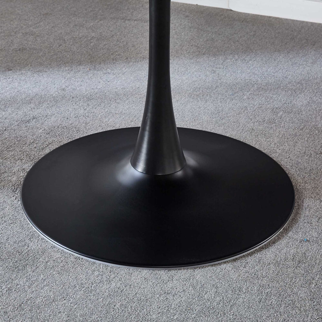 42.1 Black Tulip Dining Table - Mid-Century Modern Round MDF Table for 4-6, Pedestal Base, Ideal Leisure and Coffee Image 2