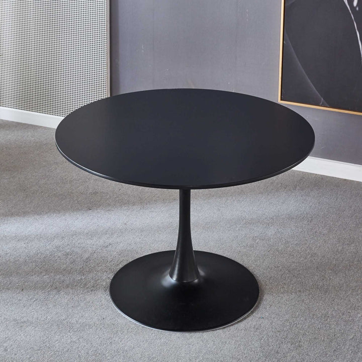 42.1 Black Tulip Dining Table - Mid-Century Modern Round MDF Table for 4-6, Pedestal Base, Ideal Leisure and Coffee Image 4