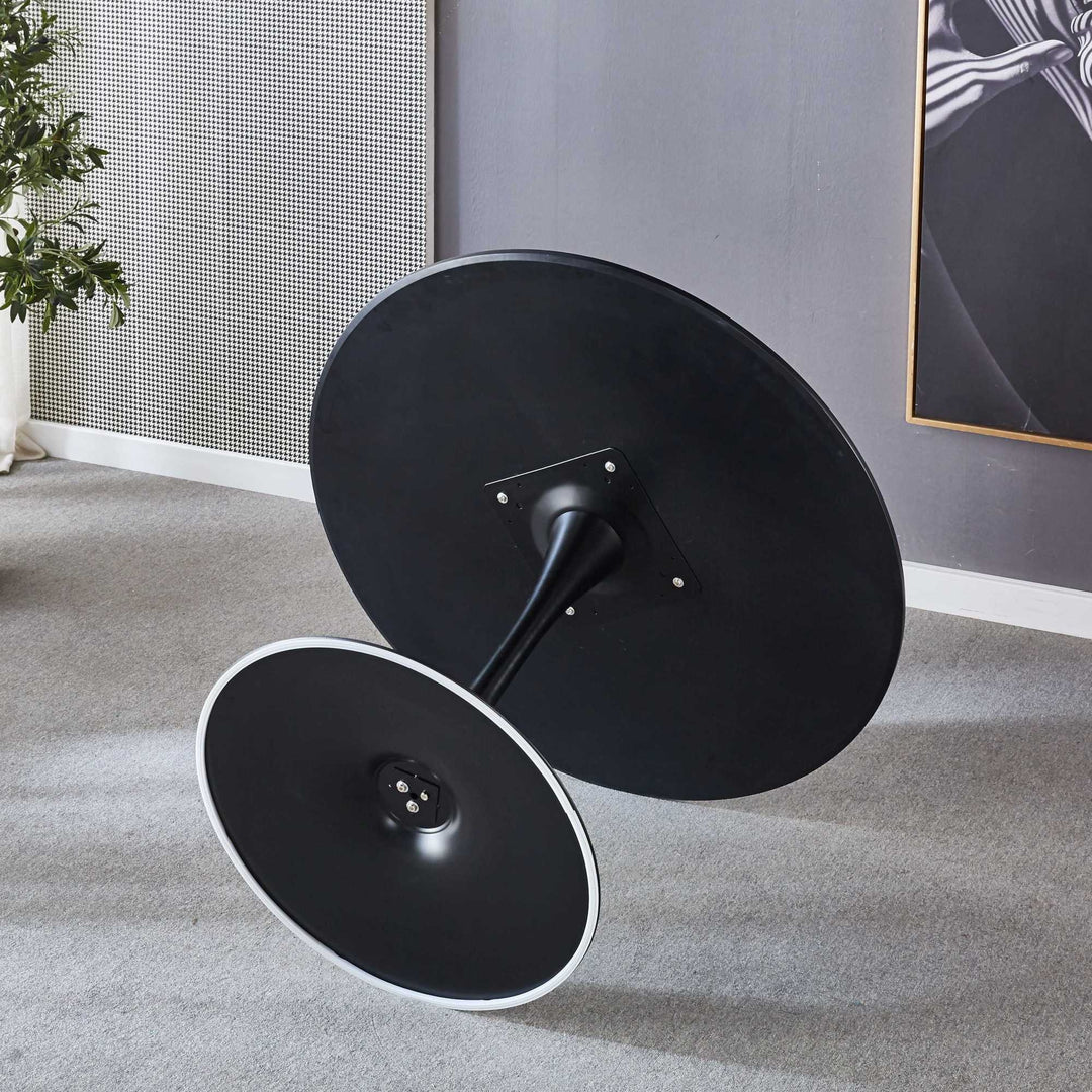 42.1 Black Tulip Dining Table - Mid-Century Modern Round MDF Table for 4-6, Pedestal Base, Ideal Leisure and Coffee Image 6