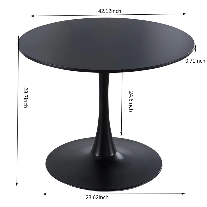 42.1 Black Tulip Dining Table - Mid-Century Modern Round MDF Table for 4-6, Pedestal Base, Ideal Leisure and Coffee Image 8