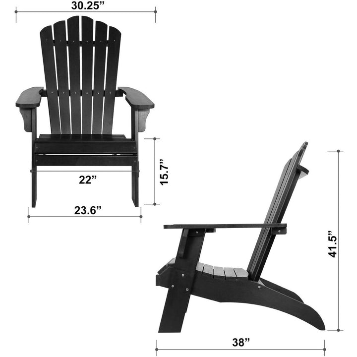 Elegant Black Polystyrene Adirondack Chair for Outdoor Patio, Deck, Garden, and Poolside Relaxation Image 3