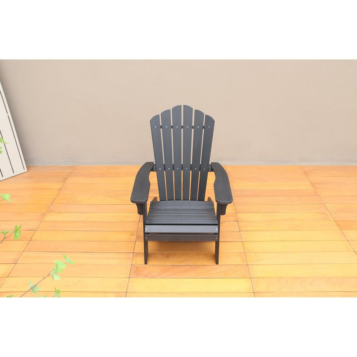 Elegant Black Polystyrene Adirondack Chair for Outdoor Patio, Deck, Garden, and Poolside Relaxation Image 4