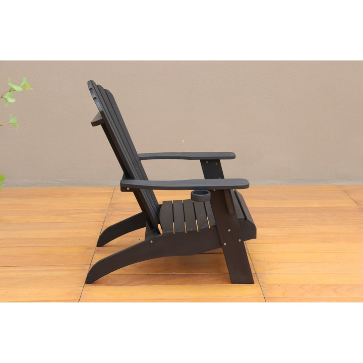 Elegant Black Polystyrene Adirondack Chair for Outdoor Patio, Deck, Garden, and Poolside Relaxation Image 6