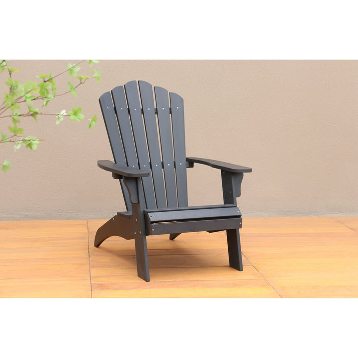 Elegant Black Polystyrene Adirondack Chair for Outdoor Patio, Deck, Garden, and Poolside Relaxation Image 7