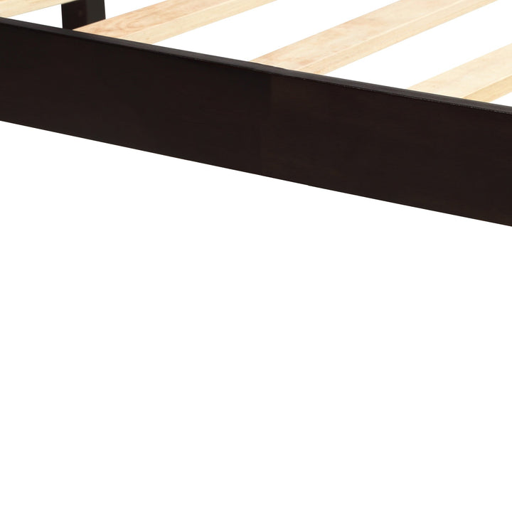 Full Platform Bed Frame with Headboard - Sturdy Wood Slat Support, No Box Spring Required, Espresso Finish Image 3