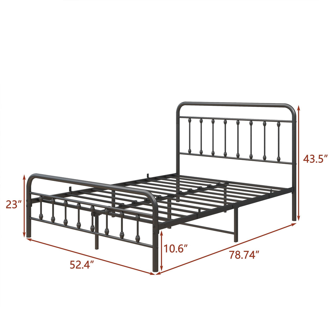 Full Metal Platform Bed Frame with Headboard - Sturdy Slat Support, No Box Spring Needed, Easy Assembly - Black Image 4